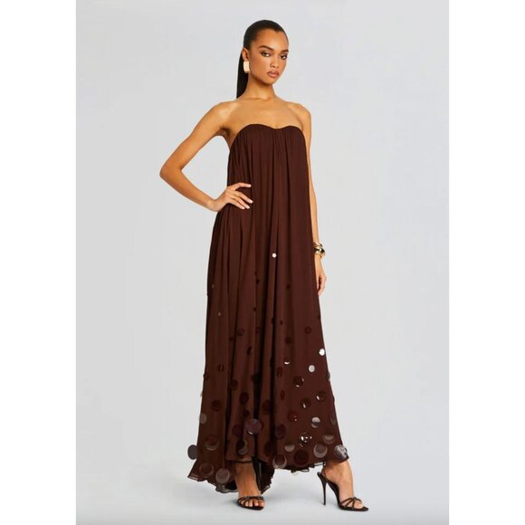 retrofete Helena Strapless Dress Deep Brown Womens Size Small - Picture 5 of 16
